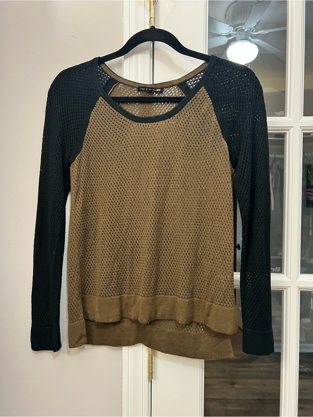 rag & bone Black and olive Brown Mesh Sweater - incredibly soft!! Size S EUC
